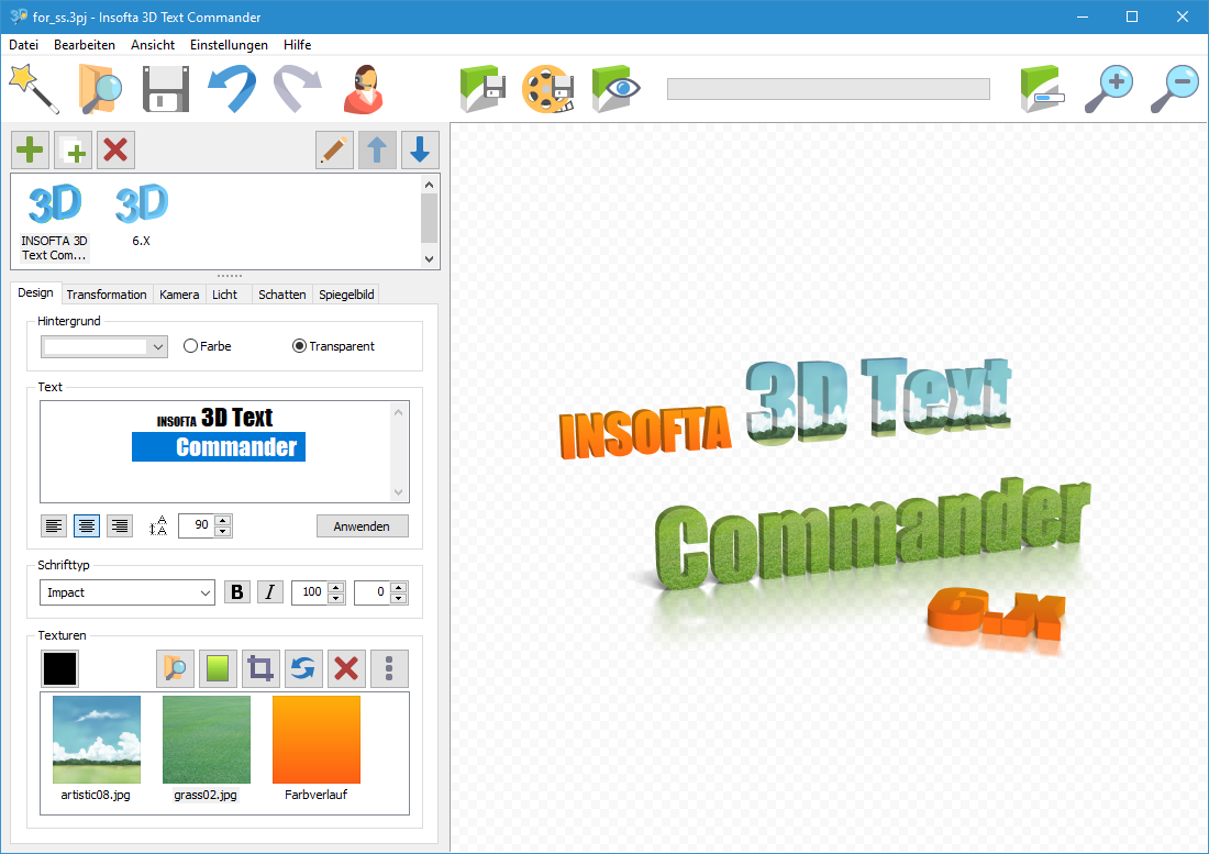 3d Text Commander Statischer Animierter 3d Text Ersteller Design Software Und Stock Icons Insofta Development